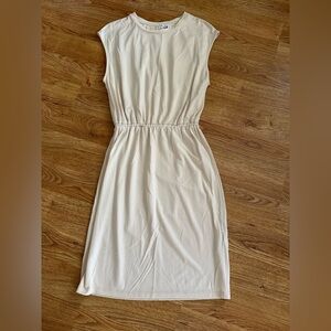& Other Stories Cream Sleeveless Cinched-Waist Dress